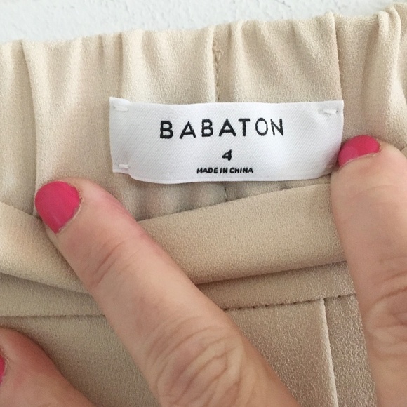 Aritzia Babaton Pants Full lenght Cream Minimalist Old Money Darted Pockets Sz 4 - Picture 8 of 14